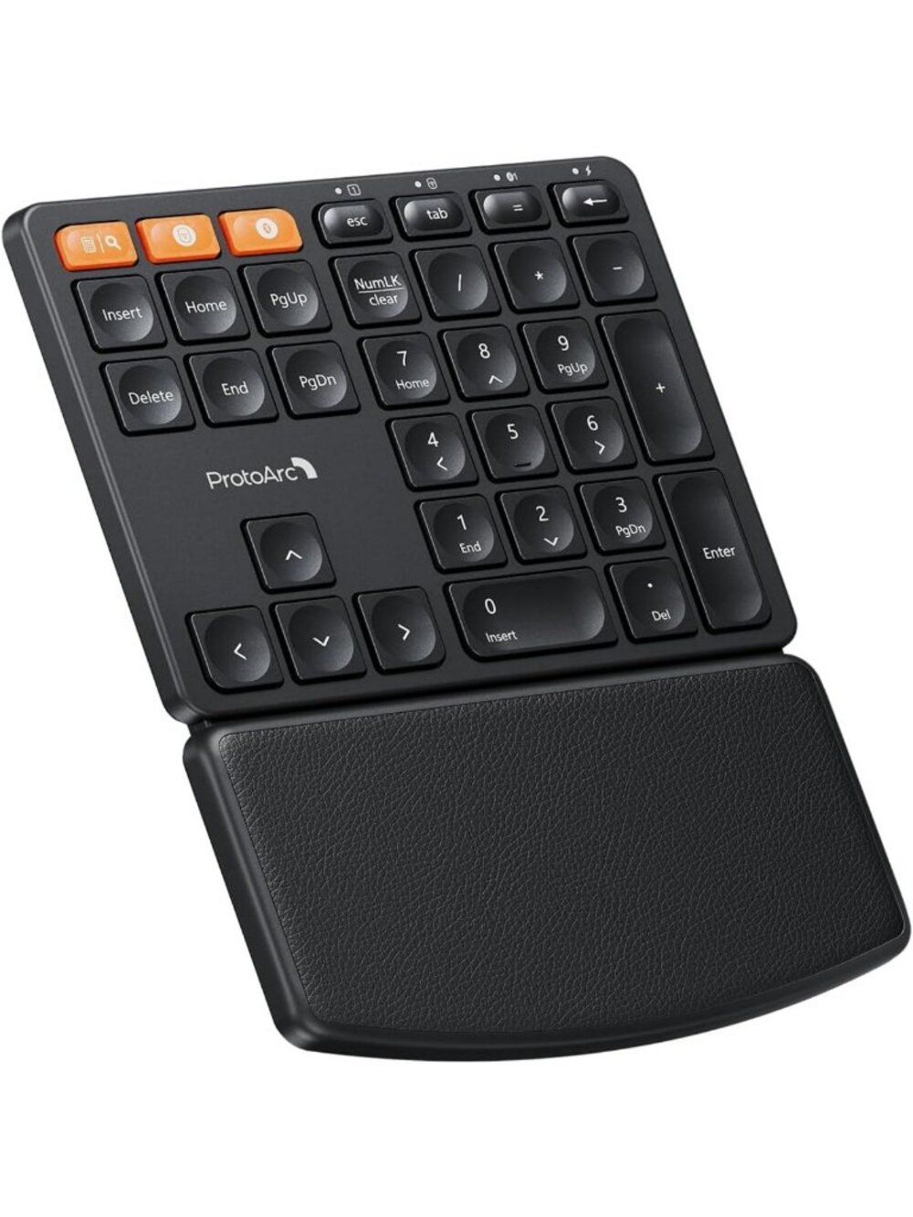 Ergonomic Wireless Number Pad with Wrist Rest - Sleek Black Design, Ideal for